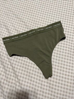 Calvin Klein Olive Green thong Brief with Branded Waistband